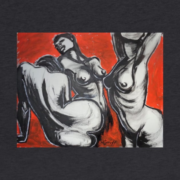 Three Graces With Red Curtain by CarmenT